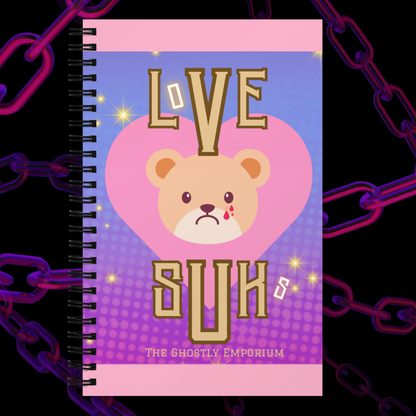 Pink "LUV SUKS! BITE MOR!" 140 Page Dotted Notebook