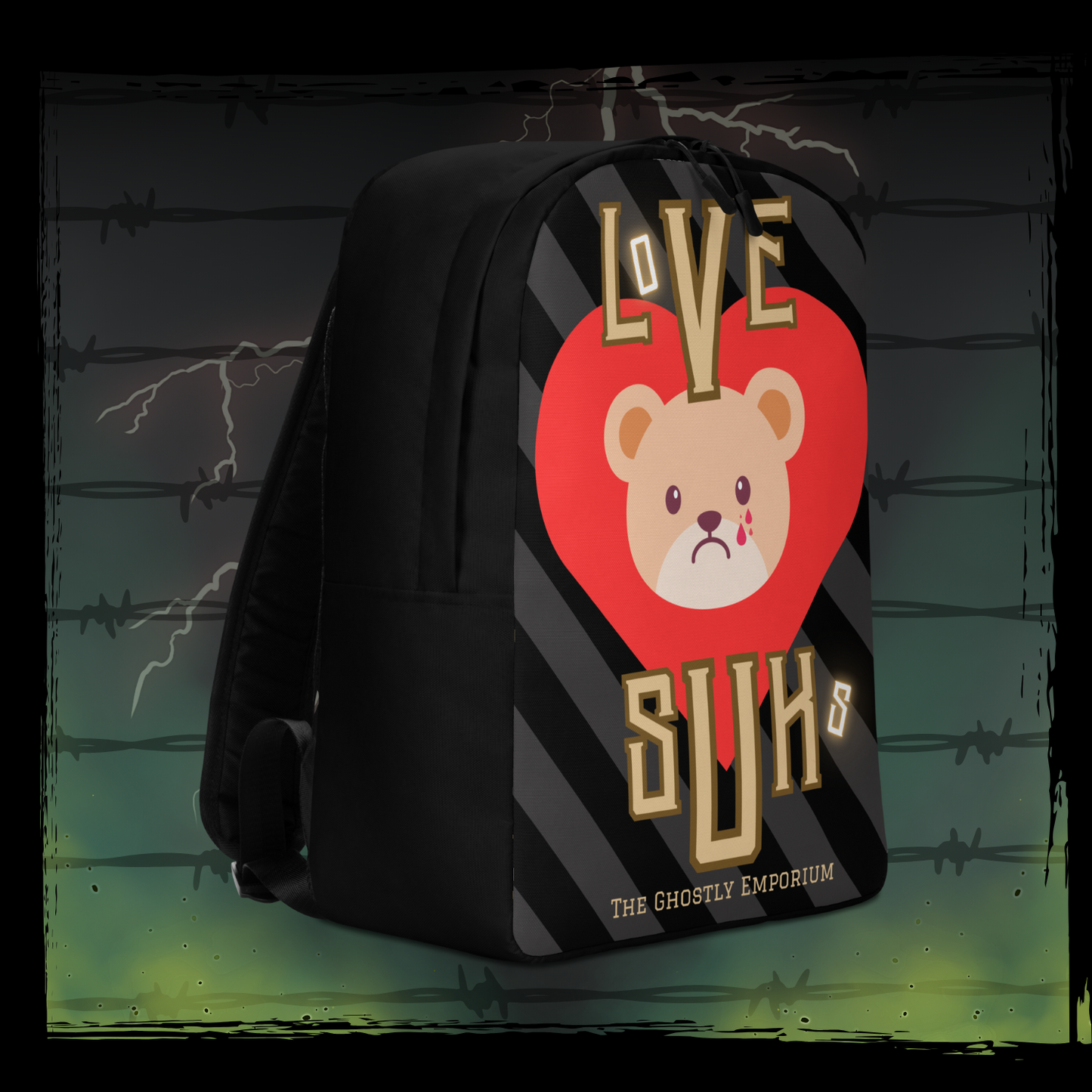 Red "LOVE SUKS! + BITE MOR!" Backpack