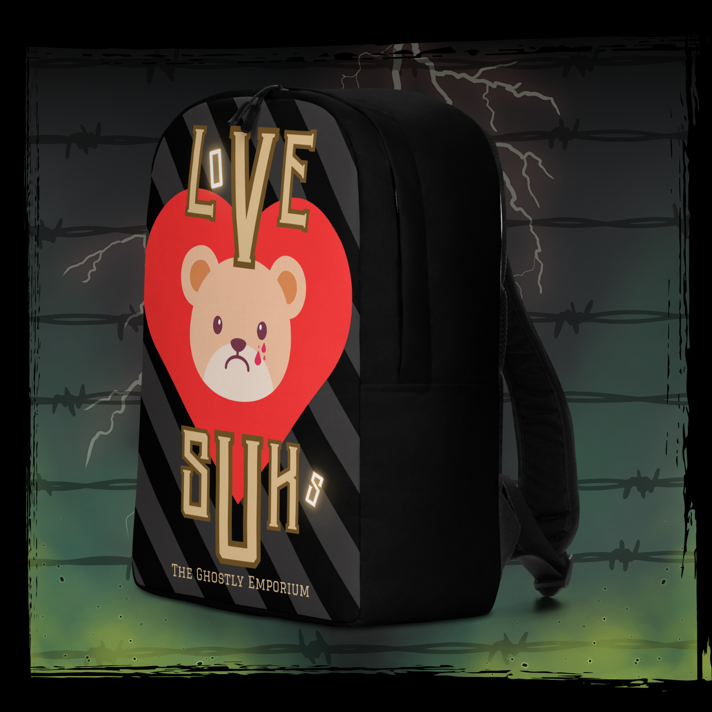 Red "LOVE SUKS! + BITE MOR!" Backpack